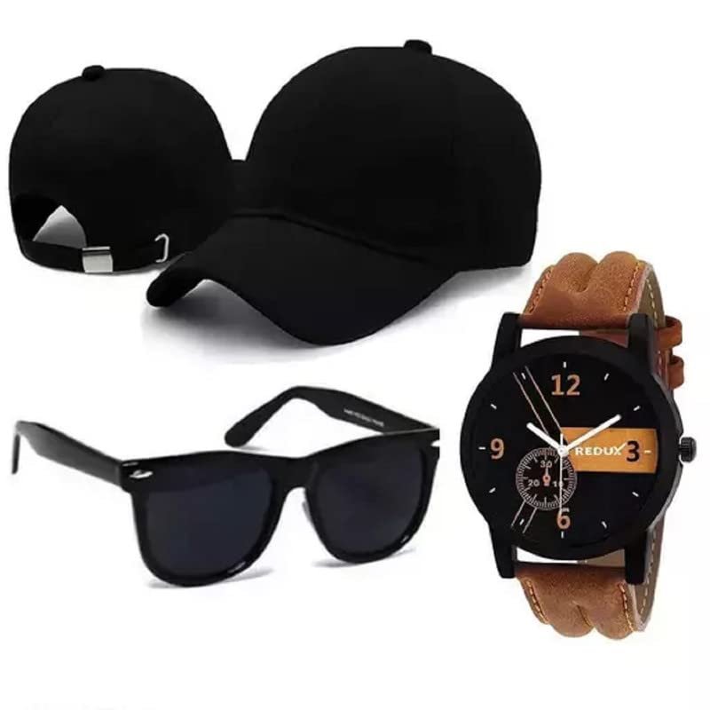 fy lane Combo Pack of 3 Stylish Dial Watch, Stylish Sport Baseball Cap & Stylish Aviator Wayfarer Sunglass for Men's and Boy's (Pack of 3)-picture-9
