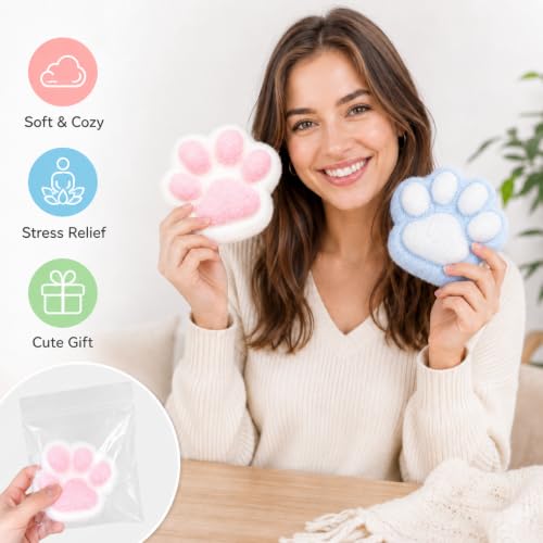 Image of 3PCS Taba Squishy Cat Paw, Taba Squishy for Relaxing Sensory Fidget Pinch Family for Kids Cat Paw Squeeze Cute Beautiful Cat Paw (White Pink)