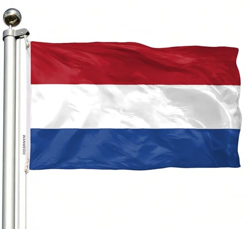 WANWEIDO Netherlands Flag 3x5 FT Premium Polyester Holland National Flags Outdoor Indoor Double Stitched Long Lasting Vivid Color with 2 Brass Grommets