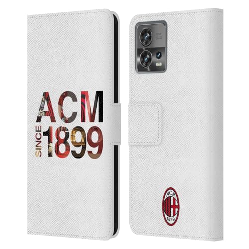 Head Case Designs Officially Licensed AC Milan 1899 Adults Leather Wallet Case Compatible with Motorola Moto Edge 30 Fusion