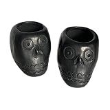 The Curated Pantry Clay Skull Shot Glasses from Mexico - 3oz Capacity (Set of 2)
