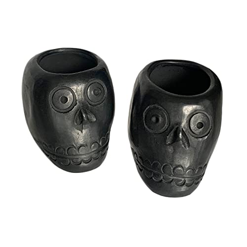 The Curated Pantry Clay Skull Shot Glasses From Mexico - 3Oz Capacity (Set Of 2) #TOP17