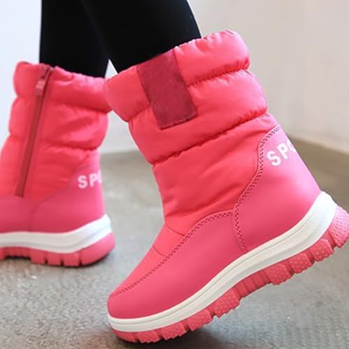 Kids 𝐖aterproof Snow Boots Girls Boys Insulated Warm Fleece Lined Winter Mid Calf Thickened Shoes for Outdoor3