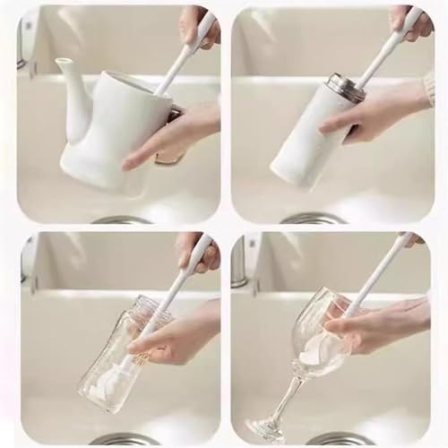 Image of 3-in-1 Bottle Cleaning Brush Set - Silicone Cup Brush with Long Handle + Straw Cleaner + Multi-Function Gap Brush | Deep Cleaning for Bottles, Cups, Glass, Lids & Narrow Spaces (Kitchen Cleaning Kit)