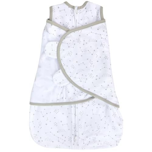 LANDICI Baby Sleeping Bag Sack 0-3 Months,100% Cotton Swaddles for Newborn,3-Way Adjustable Baby Wearable Blanket Wrap, Easy Changes Sleepsack Swaddle for Infant Boy Girl,Baby Essentials (Gray Galaxy)