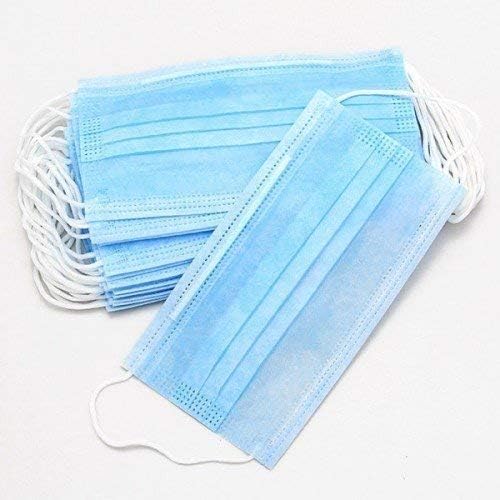 Zeinec Medical and Surgical Disposable 3Ply Face Mask with Non Woven,Elastic Ear-Loop, Blue - 100 Pieces