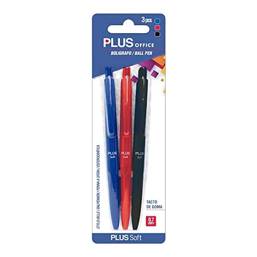 Plus Office 80907 - Blister con 3 bolígrafos, multicolor