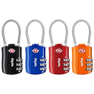 Diyife TSA Luggage Locks, [Newest Version][4 Packs] 3-Digit Security Padlock, Combination Padlocks, Code Lock for Travel Suitcases Luggage Bag Case etc.(Black&Blue&Red&Orange)
