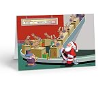 Stonehouse Collection Single Airplane Christmas Card, Santa at Baggage Claim Christmas Card – Single 5x7 Greeting – Made in the USA (Baggage Claim)