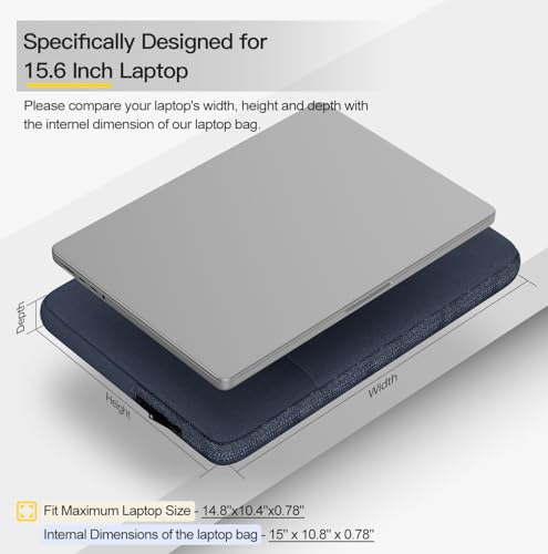 Image of 15.6 Inch Laptop Sleeve Case for HP Pavilion 15.6, Compatible with Acer Chromebook 15 / Aspire, ASUS Chromebook CX15 / VivoBook 15 16, Water Resistant Computer Carrying Bag, Navy Blue