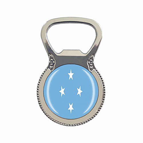 Décapsuleur de bouteille de bière en forme de drapeau des États fédérés de Micronésie Aimant de réfrigérateur en métal et verre Cadeau souvenir de voyage Décoration de la maison