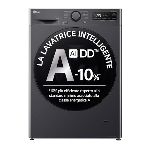 LG F4R5011TSMB Machine à laver 11 kilogrammes AI DD Classe A-10%, 1400 tours, TurboWash, Vapeur