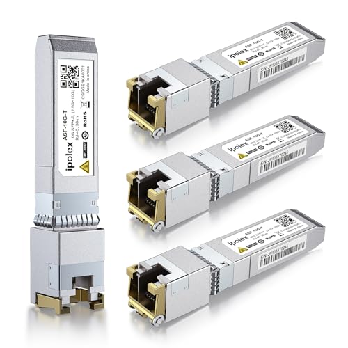 ipolex 10Gb SFP+ RJ45 Module, 10Gbase-T Ethernet Module Support 10G/5G/2.5G, up to 30M, Compatible with Cisco, Ubiquiti, UniFi, Meraki, MikroTik, Supermicro and More (Model: RTL8261), 4 Pack