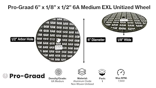 Image of EXL Unitized Wheel, Aluminum Oxide, 6 inch Diameter x 1 /8 inch Wide x 1 /2 inch Arbor, 6A Medium | 27974 | (Pack of 1)