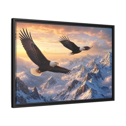 Toile aigle et montagne panoramique pour sublimer le mur du salon