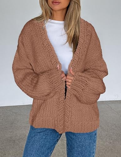 PRETTYGARDEN Cardigan Sweaters for Women Trendy Fall Fashion, Red Camel,S — view 6
