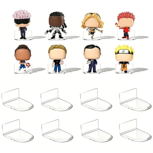Goging Small Acrylic Display Shelves for Funko Pop 2 Clear Floating Wall Shelf Ideal for Action & Vinyl Figures Bedroom Living Room Office Decor (8 Pack)