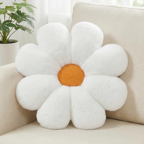 Aryan Coussin Fleuri, Blanc Coussins Décoratifs Blancs, Coussin de Sol Mignon, Coussins Décoratifs Preppy pour la Chambre, Canapé ou Sofa 38 cm