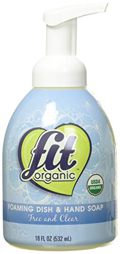 Fit Organic Foaming Dish & Hand Soap, USDA Certified Organic, Lemongrass Tangerine Scent, Gentle on Hands, Tough on Grease, Cruelty-Free, Non-Toxic, Dye & Perfume Free, Family & Eco-Friendly, 18 Oz