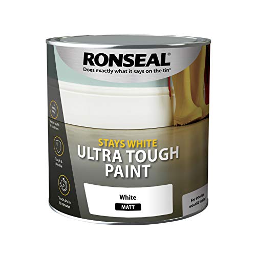 Ronseal RSLSWUTMP25L Stays ULT/Tough Matt Paint, White, 2.5 Litre