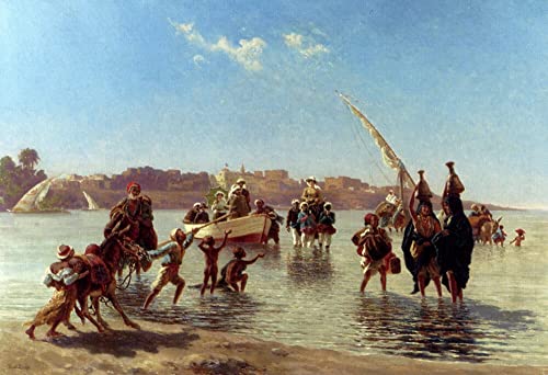 Cuadro sobre lienzo Figuras que desembarcan cerca de Luxor de Paul Rudolf Linke 60x90cm