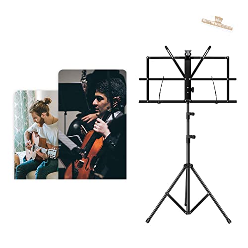 Image of ENNBOM Music Stand Portable Folding Sheet Music Stand Adjustable Music Sheet Clip Professional Music Holder with Carry Bag