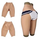 QUEENDY Silicone Insertable Vagina Panties Realistic Sissy False Pussy Shorts for Crossdresser Hiding Gaff Pants Transgender,Color 1,Upgrade