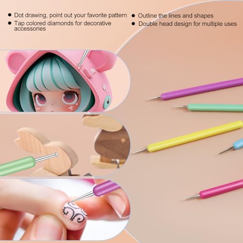 5 Pcs Pattern Tracing Stylus Dotting Tools Set Ball Embossing Stylus for Transfer Paper, Dot Drawing Home Salon, Pattern Tracing Pen, Rock Painting - Thumbnail 4