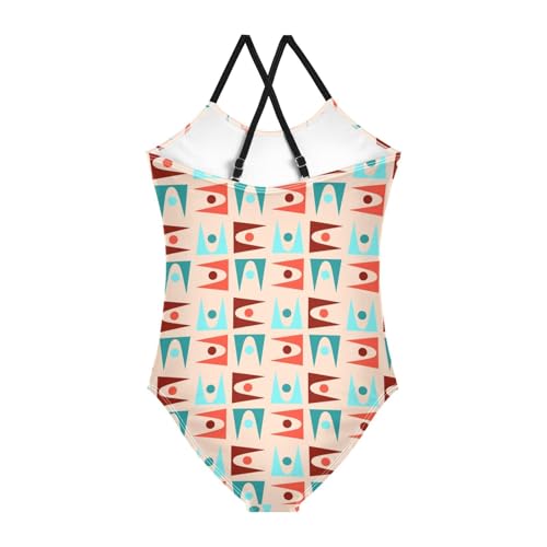 Abstract Retro Pattern Girls 1 Piecing Swimsuits Bathing Suit Girl Swim Suits for Girls Beach Swimwear2