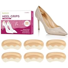 Heel Pads Grips for Women Shoes - Bukihome Strong Adhesive Heel Cushion Inserts Prevent Slipping, Rubbing, Blisters, Foot Pain, Improve Shoe Fit - Heel Pad for Shoe Too Big Beige,3 Pairs