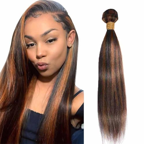 P1B/30 Highlight Brown Human Hair Bundles Straight 18 Inch Dark Brown Bundles Human Hair Extension 1 Bundle Unprocessed Brazilian Virgin Hair 100G/PC