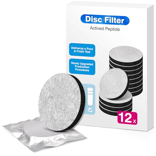 Lot de 12 Filtre à Eau Micro-Disc pour Bouteilles Filtrantes Brita Fill and Go，Filtres portables emballés individuellement Réduit les PFAS, le Chlore, les Microparticules et autres impuretés