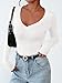 PRETTYGARDEN Long Sleeve Shirts for Women 2026 Fall Fashion V Neck Going Out Tops Slim Fit Basic Tees Y2K Clothes (White,Small)