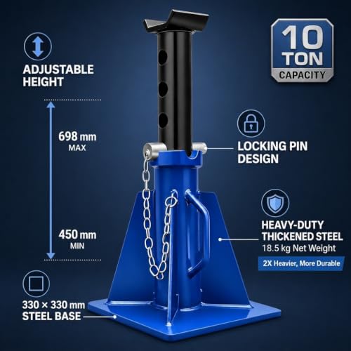 EVYLNORRS 10 Ton Heavy Duty Jack Stand, 17.7"-27.5" Pin Type Support Jack by Evylnorrs - Used condition - Image 2