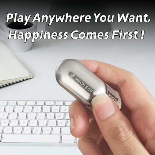 SJZDNNTU Mech Egg Fidget EDC Fidget Slider Metal Fidget Toys Adults for Adults Anxiety Autism ADHD Stress Relief Toys Silent Clicking-Silver - Thumbnail 2