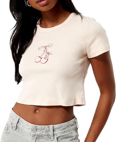 Women’s Short Sleeve White Cropped Baby T-Shirt Classic Crew Neck