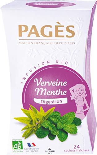 PAGÈS Infusion Verveine Menthe Bio - boite 24 sachets - 36 g