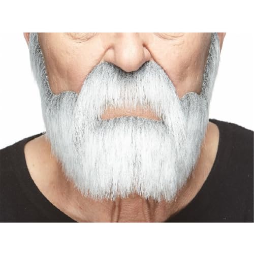 Mustaches Self Adhesive Nobleman Fake Mustache and Beard, Novelty, False Facial Hair, Costume Accessory for Adults, Gray and White Color Mustaches Self Adhesive Nobleman Fake Mustache and Beard, Novelty, False Facial Hair, Costume Accessory for Adults, Gray and White Color