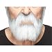 Mustaches Self Adhesive, Novelty, Nobleman Fake Beard and Fake Mustache, False Facial Hair, Costume Accessory for Adults, Gray with White Color