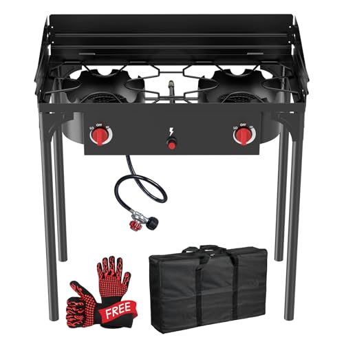 Llamaviva 2 Burner Propane Stove with Windscreen Camping Stove 150000