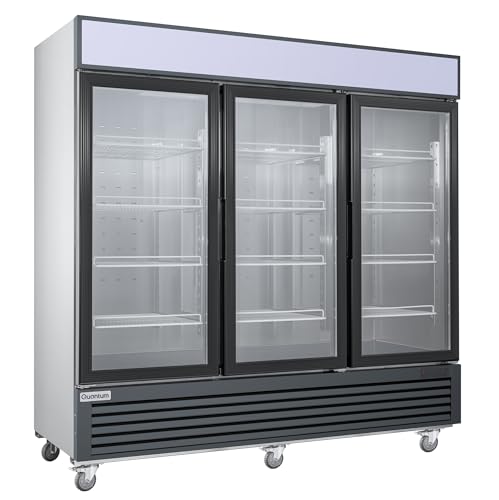 Vortex Refrigeration Commercial Grade Merchandiser Refrigerator with 3 Fog Resistant Glass Doors, 69 Cubic Feet, Stainless Steel & Black