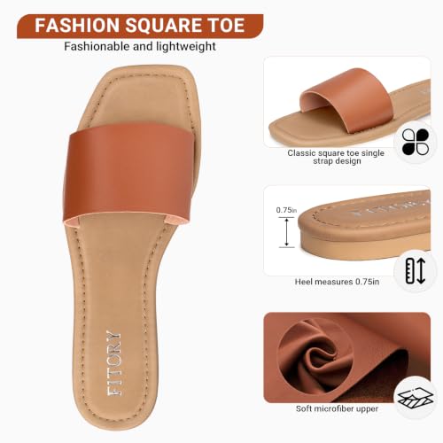 Image of FITORY Womens Slide Sandals Dressy Flat Comfortable Slippers for Summer