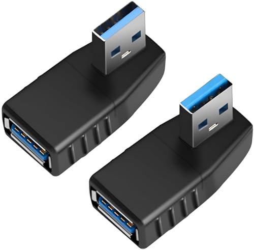 Image of ( 6 Models USB 3.0 Adapter 90 Degree Male to Female Connector & USB 3.0 Adapter 90 Degree Male to Female Coupler Connector Plug Left and Right Angle, Up, Down, Straight
