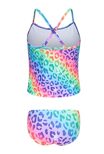 Image of Girls Two Piece Tankini Swimsuits Tie Dye Bathing Suit Kids Hawaiian Swimwear Set 3-16 Years