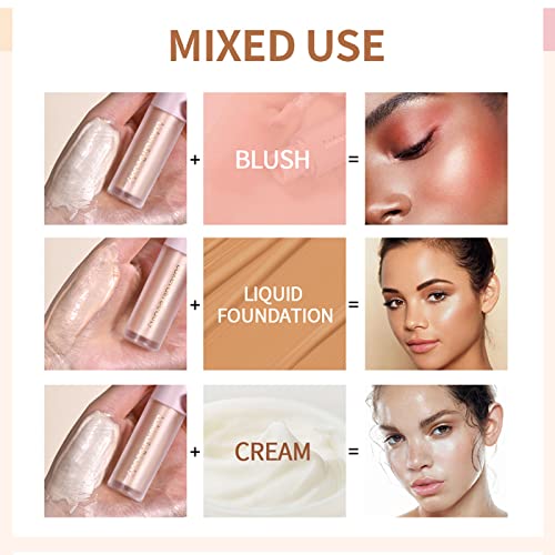 Liquid Luminizer Moisturizing Liquid Illuminator Face Highlighter Makeup, Shimmer Glow Liquid Bronzer Glitter Waterproof Long Lasting Natural Skin Tint Lightweight Blendable (2#Starlight) #TOP6