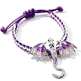 QYEHF Bracciale Drago, Bracciale da uomo con ciondolo Drago con spada (viola),con ali di drago, Ciondolo Per Donne Ragazze Fascino Regalo Bracelet for Men,stile vintage, complean