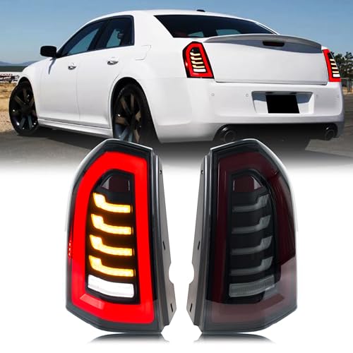 inginuity time LED Tail Lights for Chrysler 300 300C 2011-2014 Start-up Animation Sequential Turn Signal Black Rear Lamps Accessory Assembly