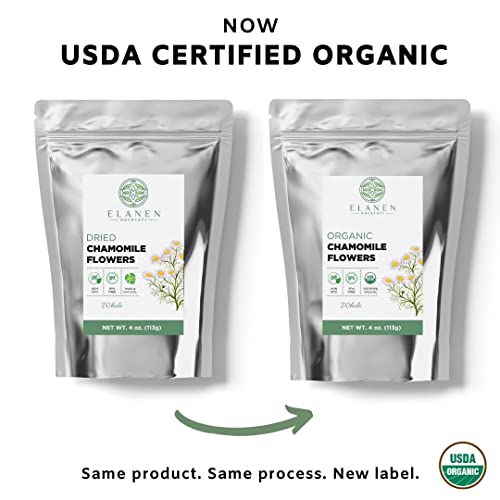 Organic Chamomile Flowers 4 Oz. (113G), Usda Certified Organic Chamomile Tea Loose Leaf, Camomile Tea, Manzanilla Tea Herb, German Chomomile Golden Chamomeal, Whole #TOP2