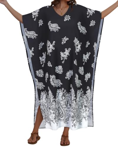 Image of Kaftan Dresses for Women V Neck Caftan Batwing Sleeve Swimsuit Cover Up
