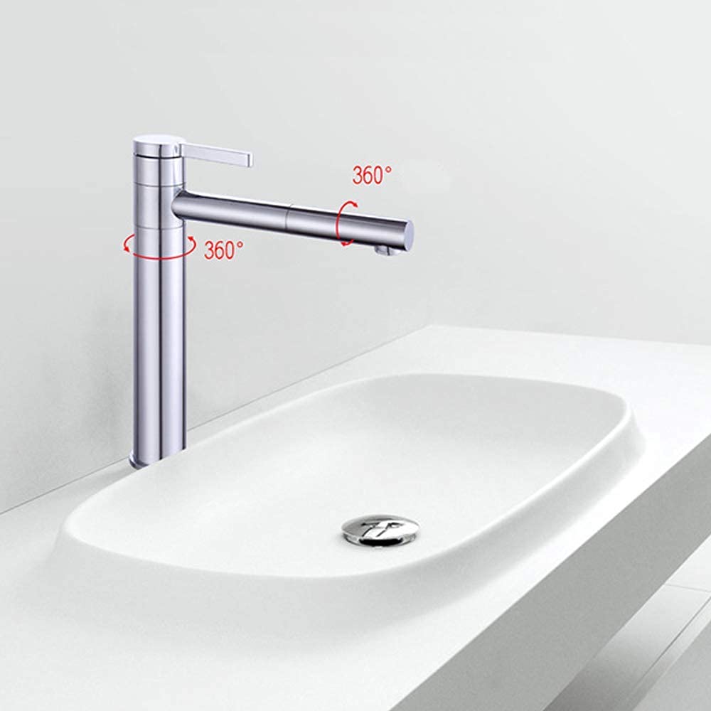 Grifo de fregadero, grifo de lavabo de cocina, grifo de lavabo de baño, grifo de baño moderno, grifo de rotación de 360 grados, grifo de agua fría y caliente, cartucho de cerámica LWX